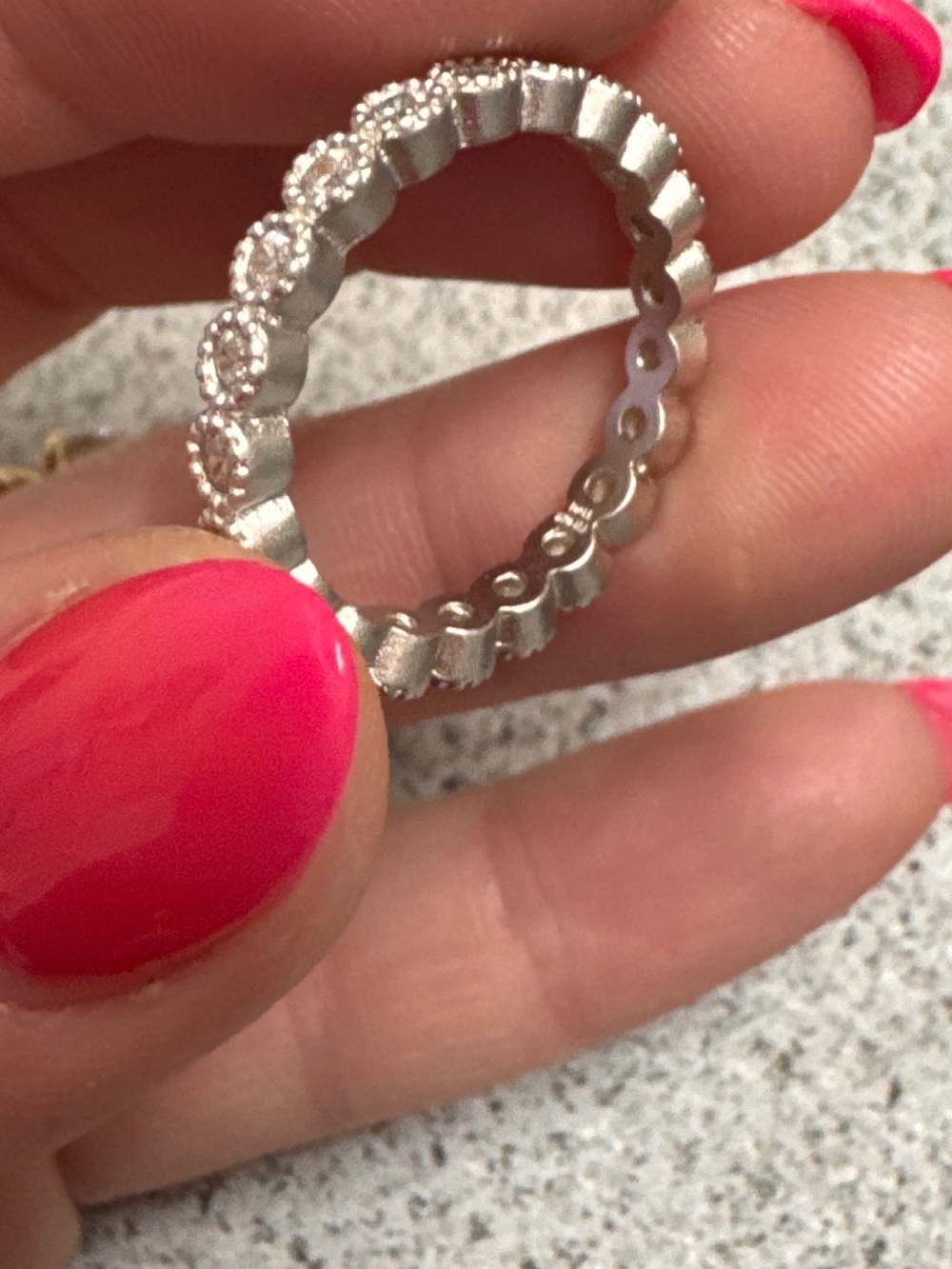 Freida Rothman Matte Silver Pave Stacking Ring - Picture 2 of 7